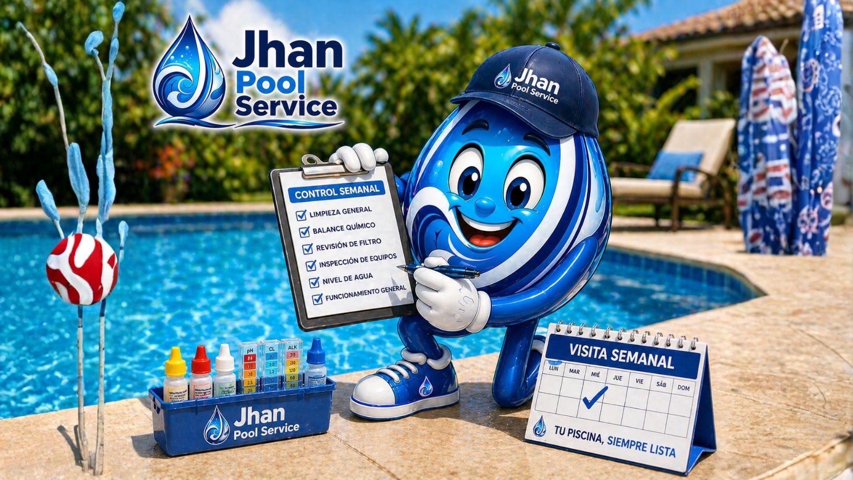 Lista de control semanal de la piscina: limpieza, químicos, filtro y equipos